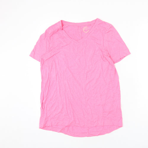 NEXT Womens Pink Viscose Basic T-Shirt Size 12 V-Neck - Slouch Tee