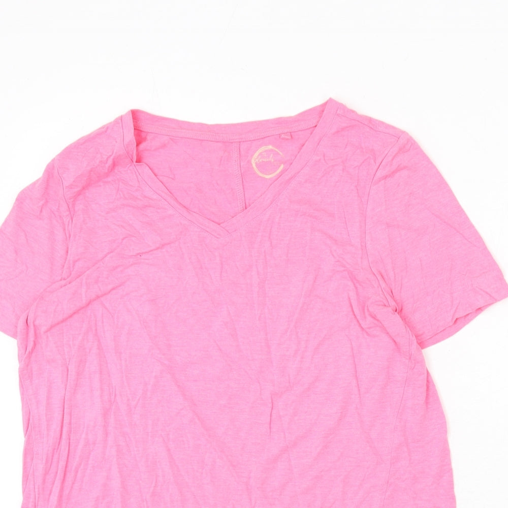 NEXT Womens Pink Viscose Basic T-Shirt Size 12 V-Neck - Slouch Tee