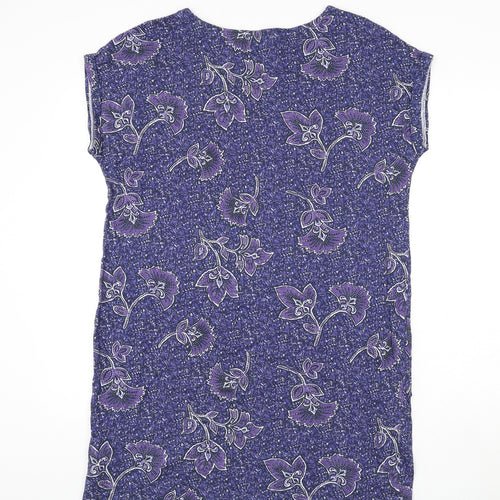 NEXT Womens Blue Geometric 100% Cotton T-Shirt Dress Size 6 Round Neck Pullover