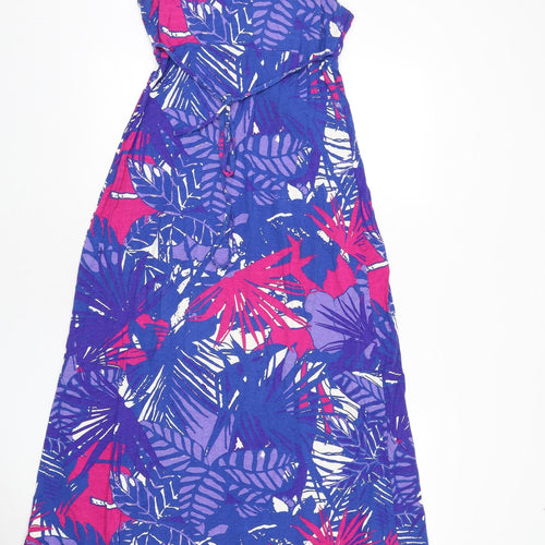 Per Una Womens Multicoloured Geometric Viscose Maxi Size 12 V-Neck Pullover - Belted, Long Length