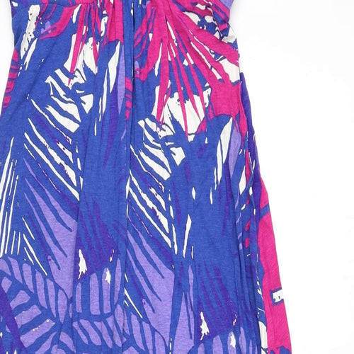 Per Una Womens Multicoloured Geometric Viscose Maxi Size 12 V-Neck Pullover - Belted, Long Length