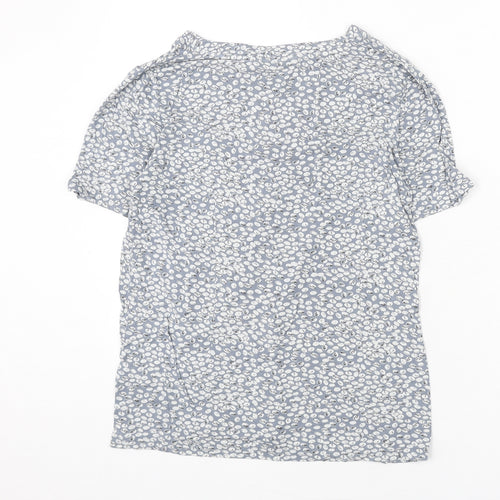 Adini Womens Blue Geometric Viscose Basic T-Shirt Size M V-Neck