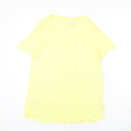 NEXT Womens Yellow Viscose Basic T-Shirt Size 12 Round Neck