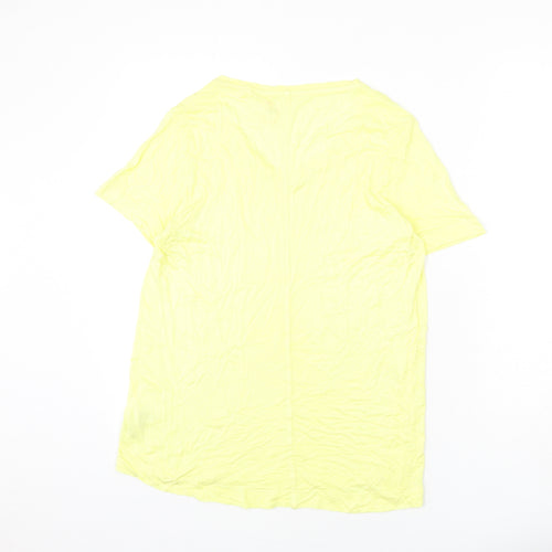 NEXT Womens Yellow Viscose Basic T-Shirt Size 12 Round Neck