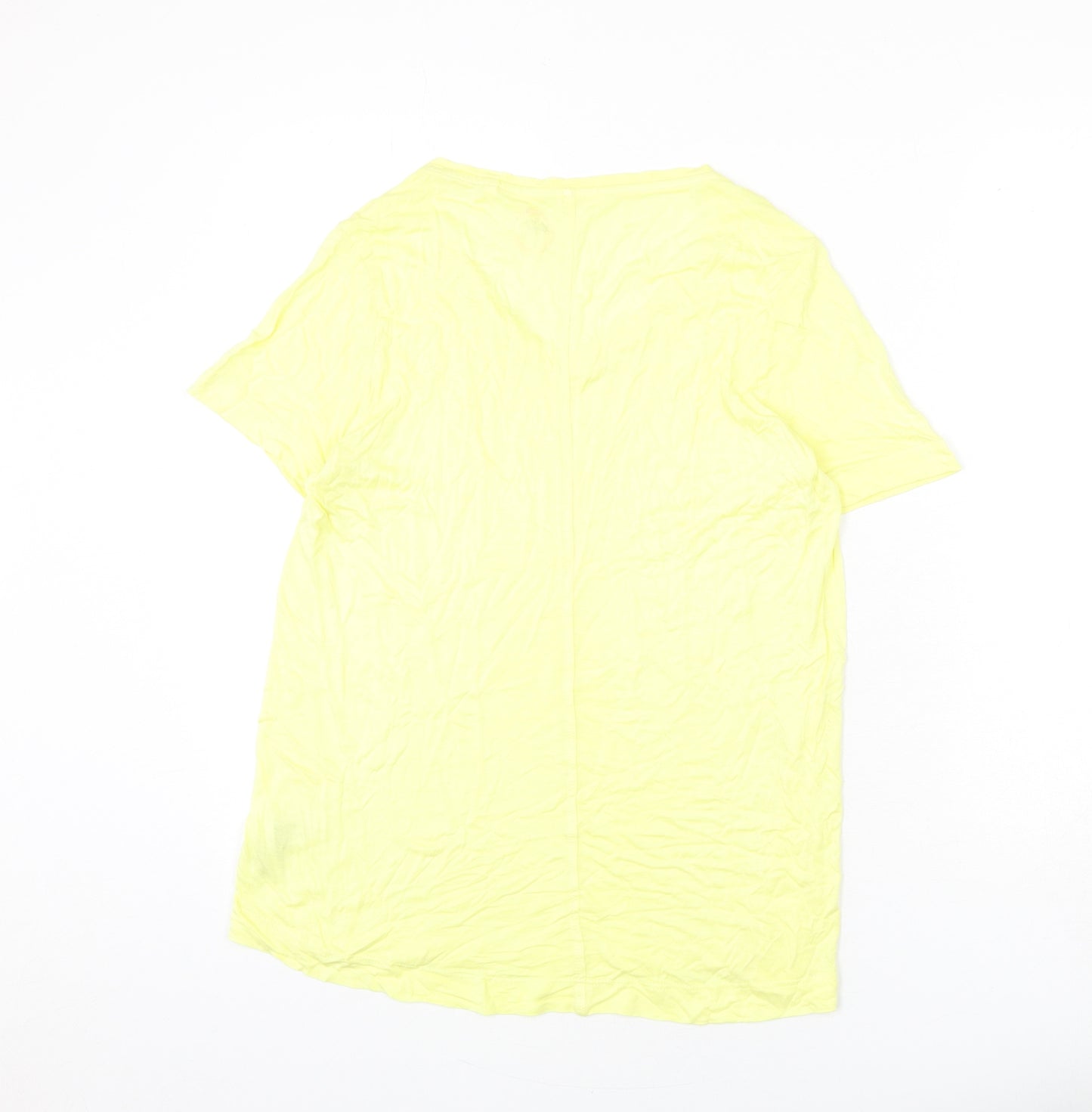 NEXT Womens Yellow Viscose Basic T-Shirt Size 12 Round Neck