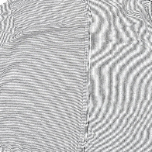 Maison de Nimes Womens Grey Striped Polyester Basic T-Shirt Size 12 Round Neck