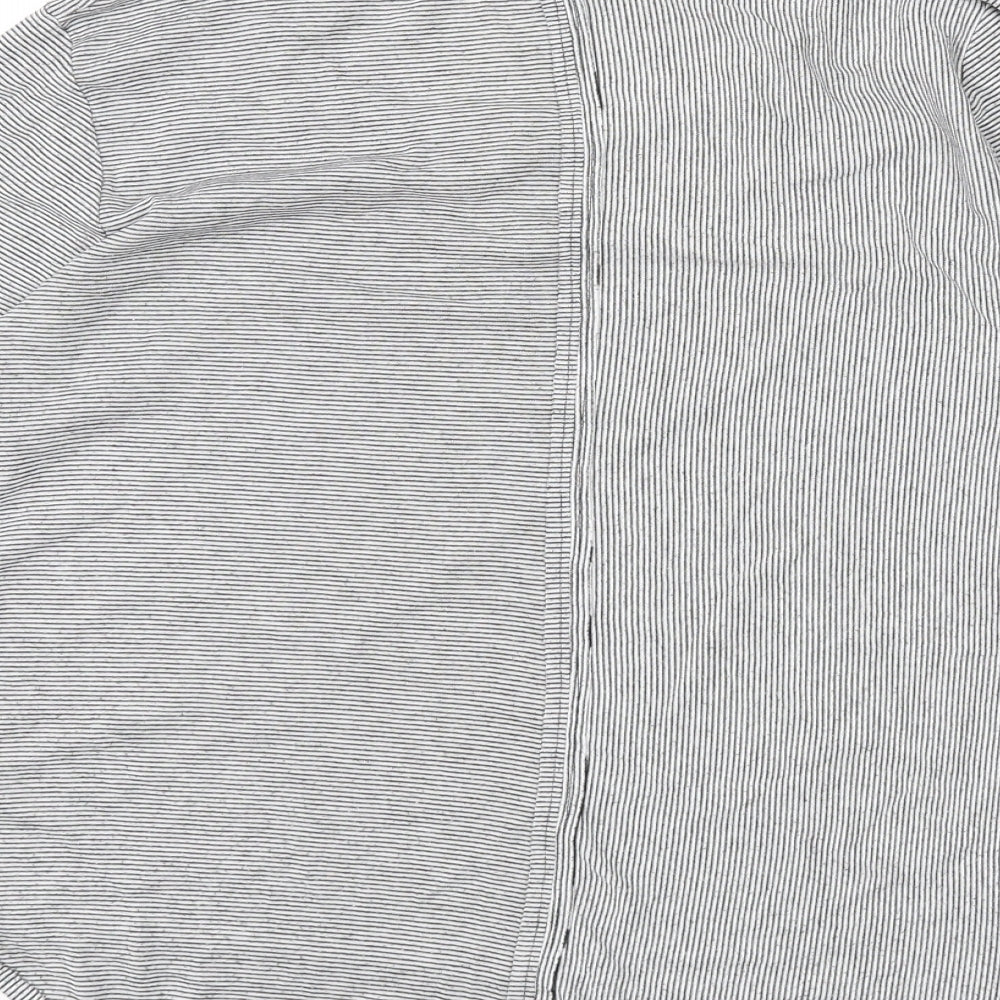 Maison de Nimes Womens Grey Striped Polyester Basic T-Shirt Size 12 Round Neck