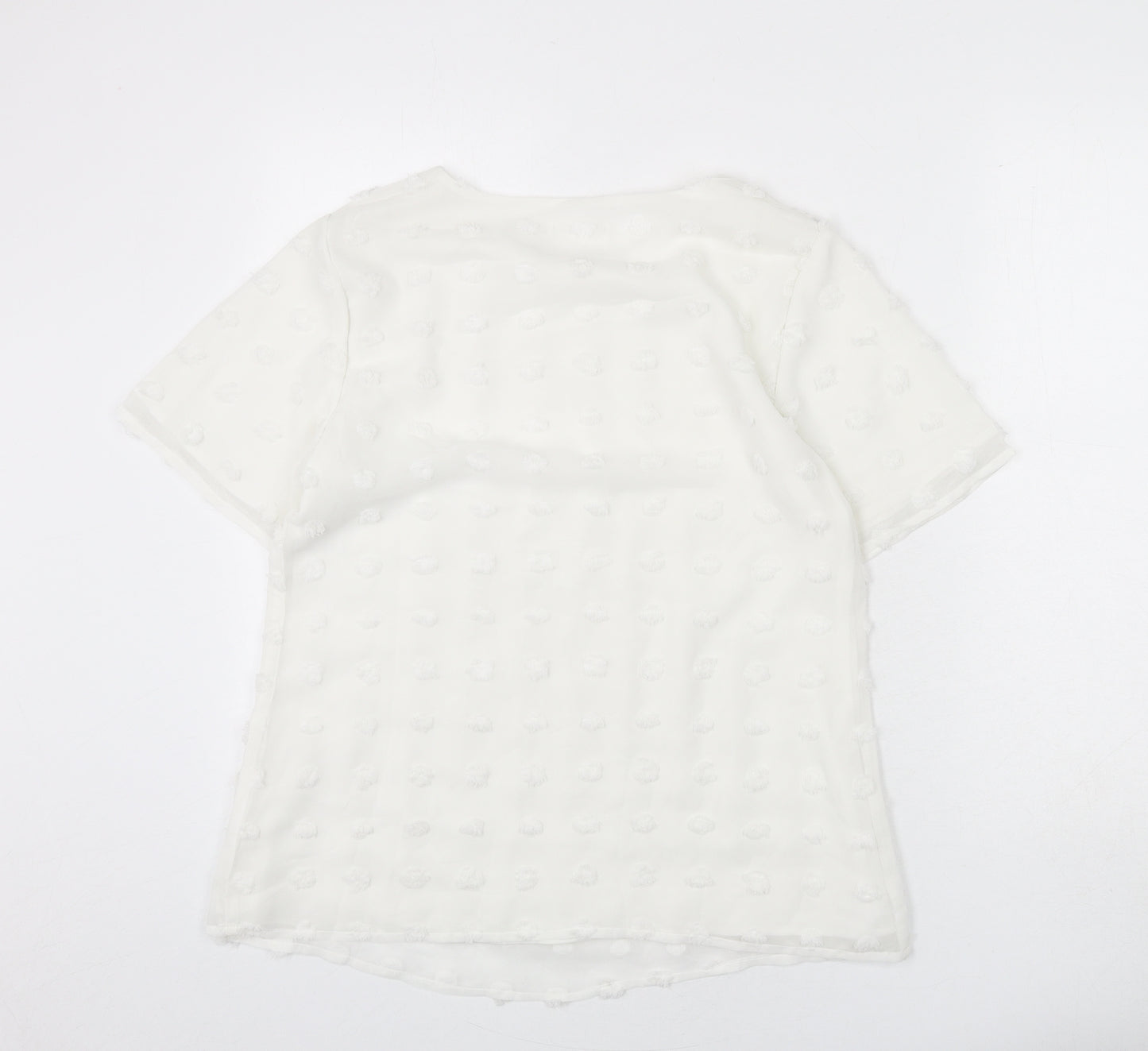 Blooming Jelly Womens White Polka Dot Polyester Basic Blouse Size M Round Neck