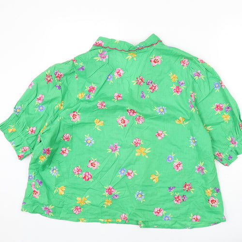 Nobody's Child Womens Green Floral 100% Cotton Top Pyjama Top Size 16 Button - Size 16-18