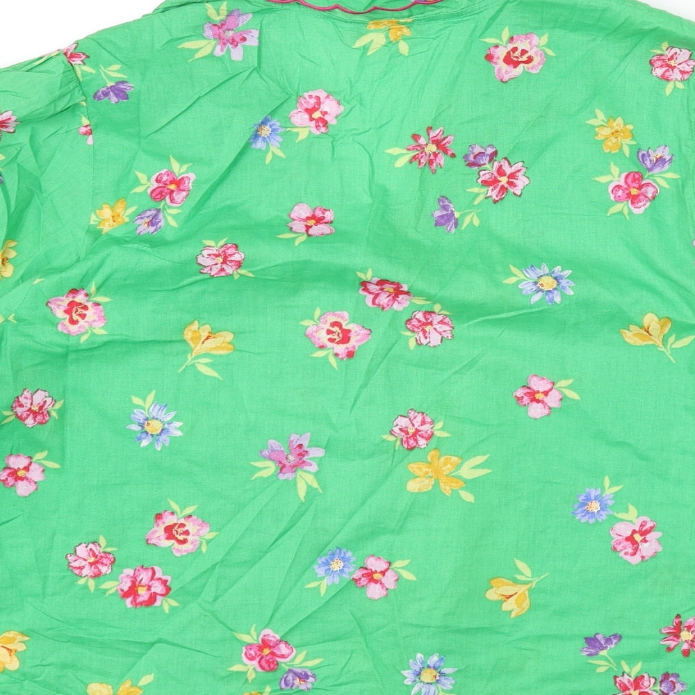 Nobody's Child Womens Green Floral 100% Cotton Top Pyjama Top Size 16 Button - Size 16-18