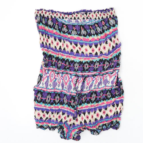 New Look Womens Multicoloured Geometric Vinyl Romper One-Piece Size 12 Pullover
