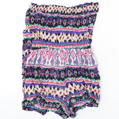 New Look Womens Multicoloured Geometric Vinyl Romper One-Piece Size 12 Pullover
