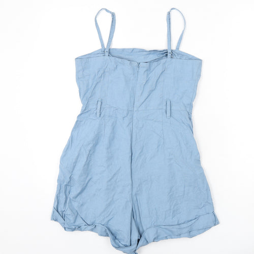 ASOS Womens Blue Cotton Romper One-Piece Size 8 Zip