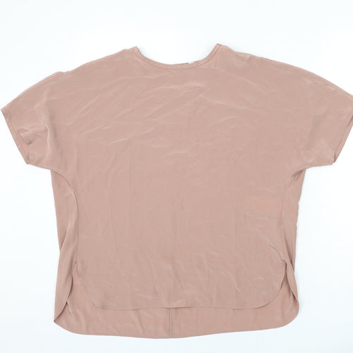 Uniqlo Womens Pink Polyester Basic Blouse Size M Round Neck