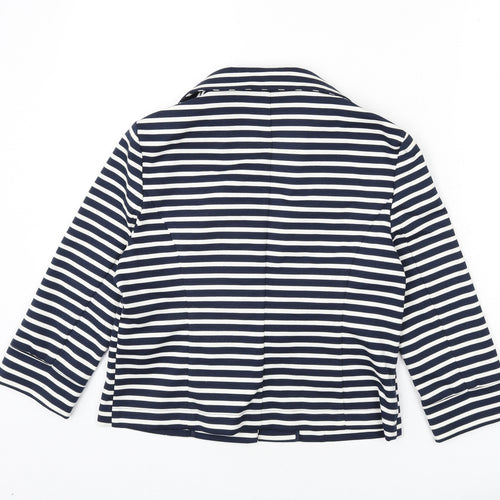 Warehouse Womens Blue Striped Jacket Blazer Size 14 Button