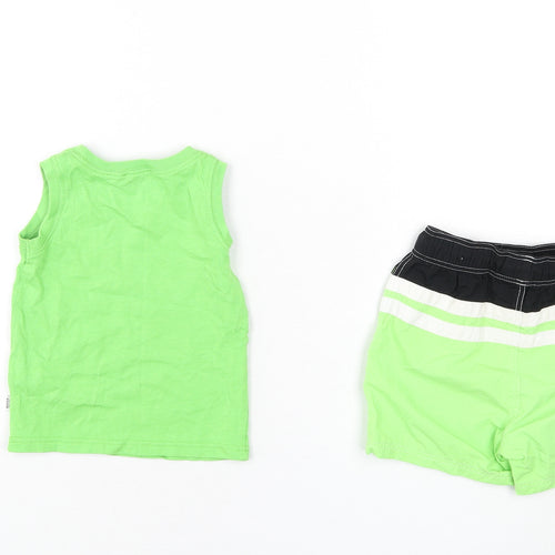 HUGO BOSS Boys Green Cotton Shorts Set Outfit/Set Size 12 Months Pullover
