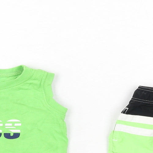 HUGO BOSS Boys Green Cotton Shorts Set Outfit/Set Size 12 Months Pullover