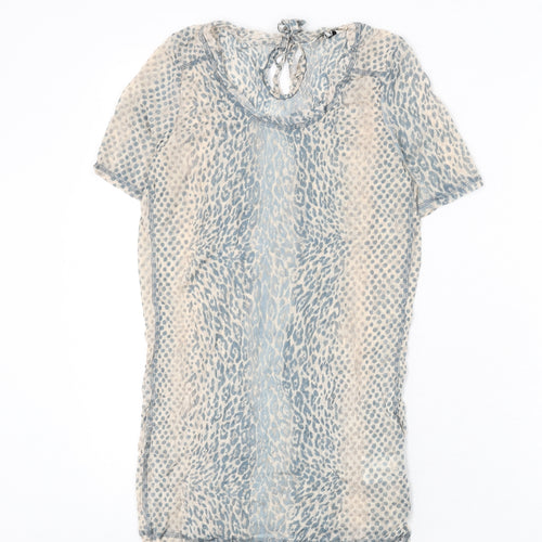 Sandwich Womens Beige Animal Print Polyester Basic T-Shirt Size M Round Neck - Leopard Print
