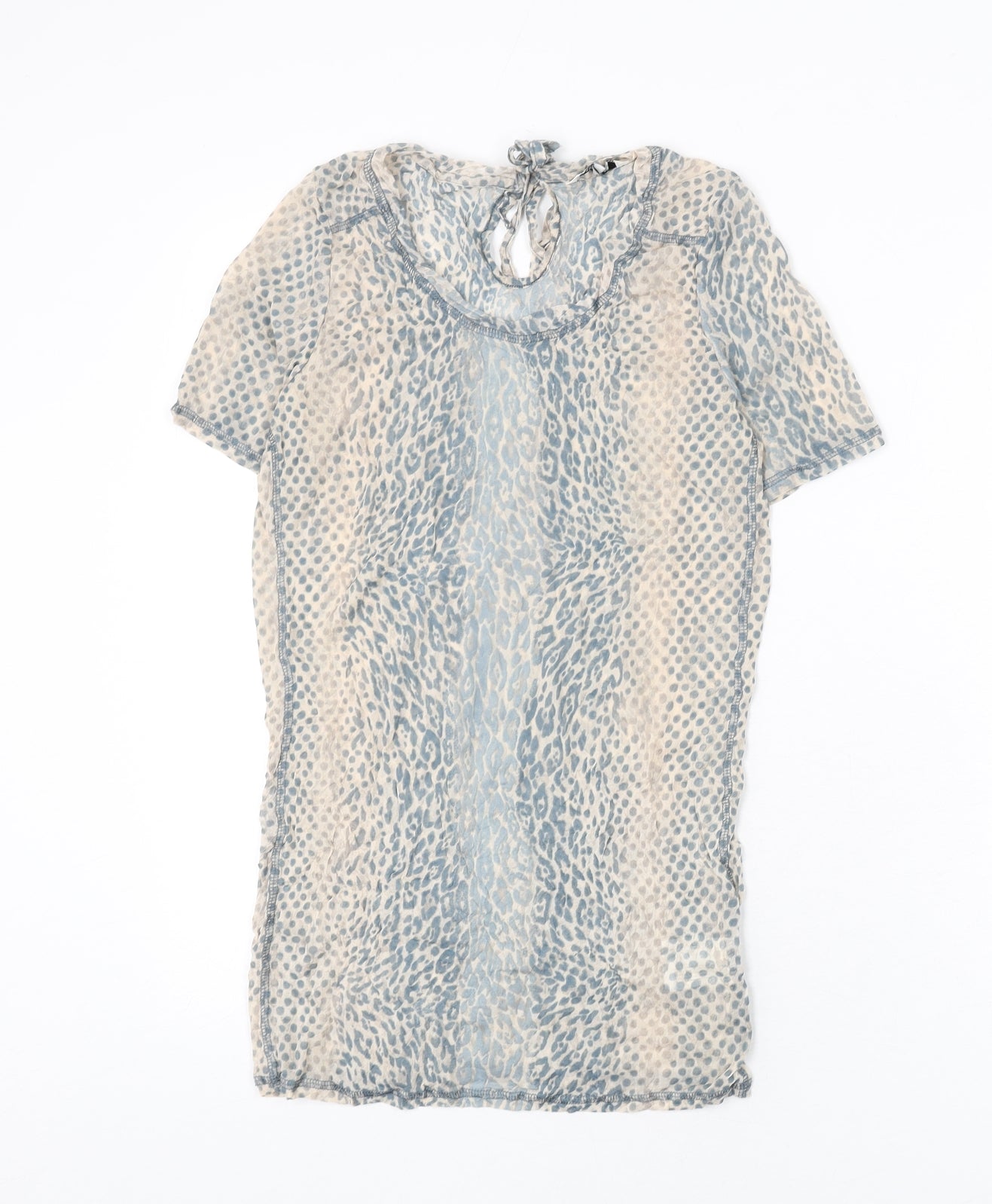 Sandwich Womens Beige Animal Print Polyester Basic T-Shirt Size M Round Neck - Leopard Print