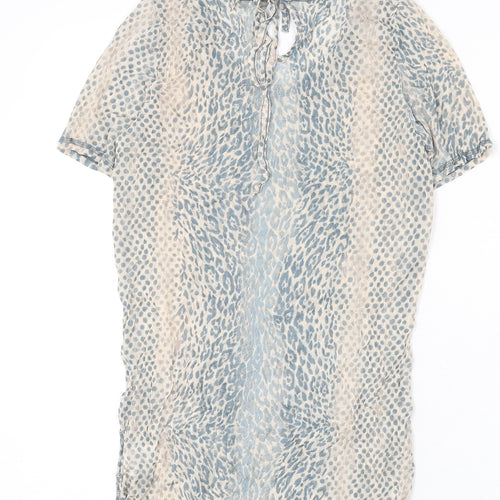 Sandwich Womens Beige Animal Print Polyester Basic T-Shirt Size M Round Neck - Leopard Print