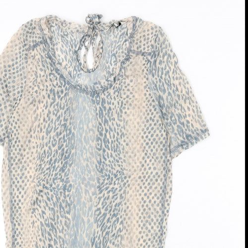 Sandwich Womens Beige Animal Print Polyester Basic T-Shirt Size M Round Neck - Leopard Print