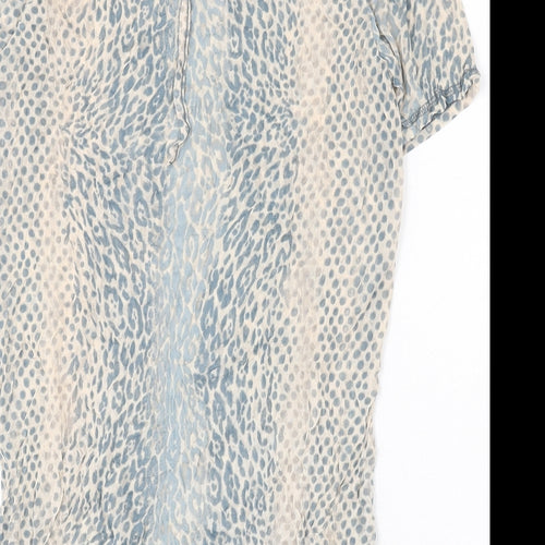 Sandwich Womens Beige Animal Print Polyester Basic T-Shirt Size M Round Neck - Leopard Print