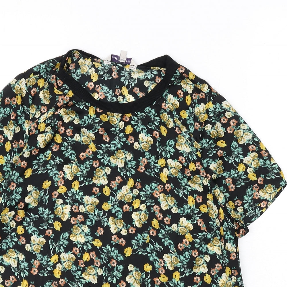 Limited Edition Womens Multicoloured Floral Polyester Basic Blouse Size 12 Round Neck
