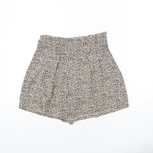 PRETTYLITTLETHING Womens Beige Geometric Polyester Sailor Shorts Size 10 L3 in Regular Zip