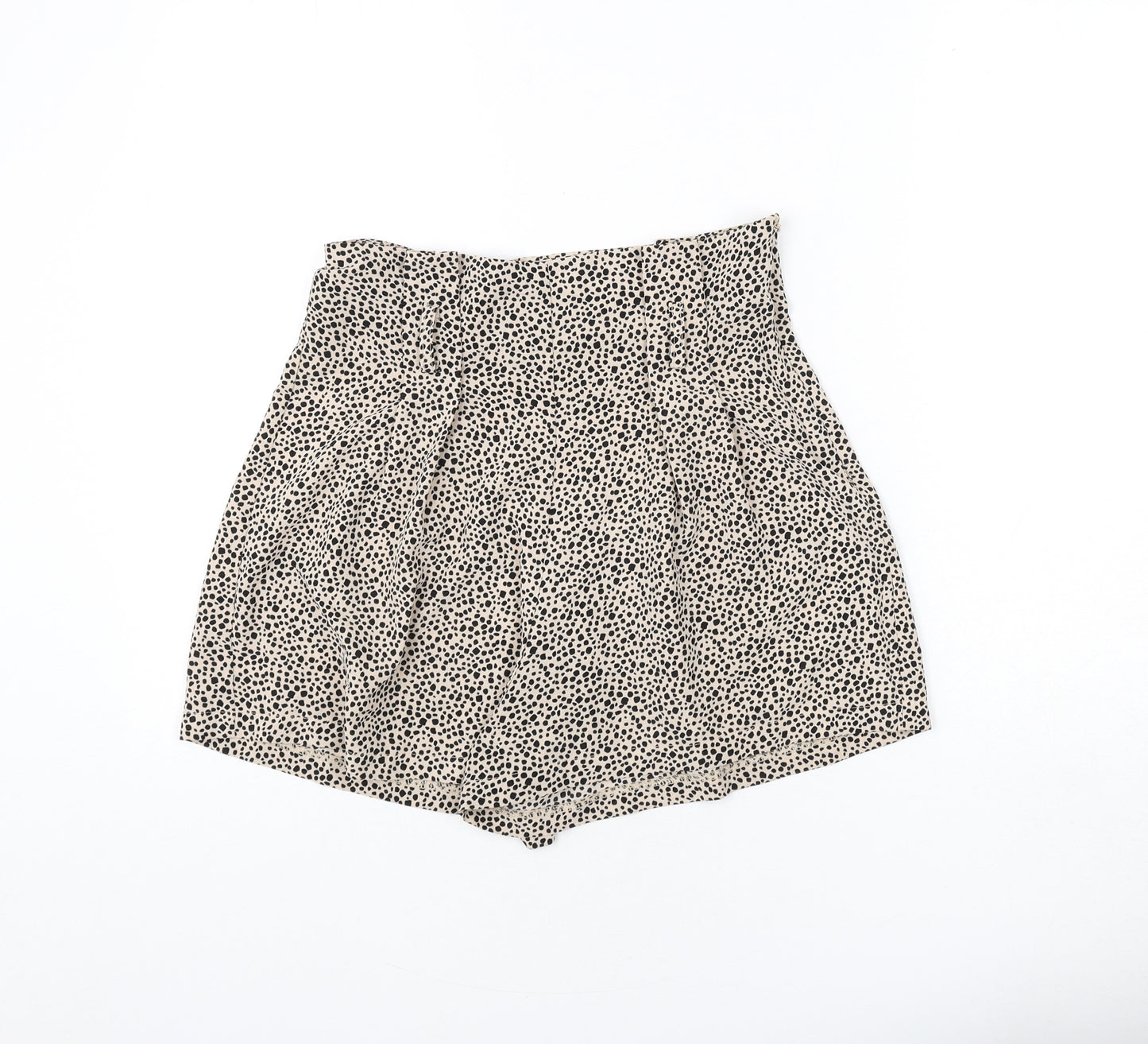 PRETTYLITTLETHING Womens Beige Geometric Polyester Sailor Shorts Size 10 L3 in Regular Zip