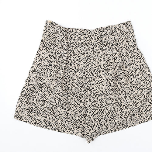PRETTYLITTLETHING Womens Beige Geometric Polyester Sailor Shorts Size 10 L3 in Regular Zip