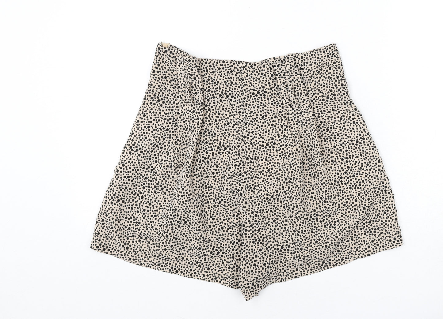 PRETTYLITTLETHING Womens Beige Geometric Polyester Sailor Shorts Size 10 L3 in Regular Zip