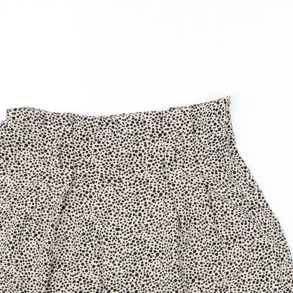 PRETTYLITTLETHING Womens Beige Geometric Polyester Sailor Shorts Size 10 L3 in Regular Zip