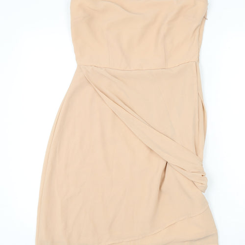 VERO MODA Womens Beige Polyester A-Line Size M Off the Shoulder Zip