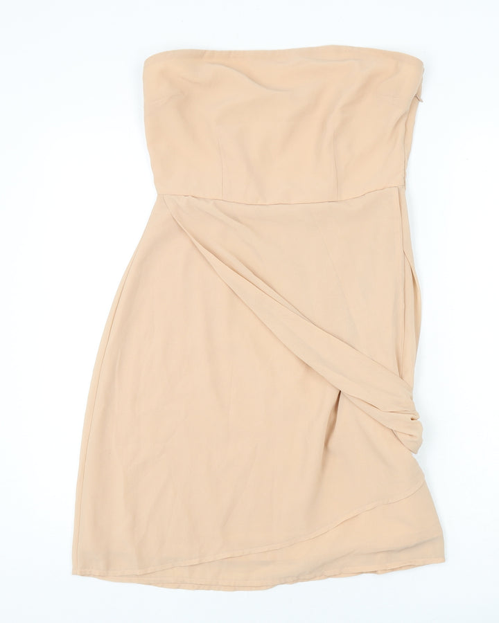 VERO MODA Womens Beige Polyester A-Line Size M Off the Shoulder Zip