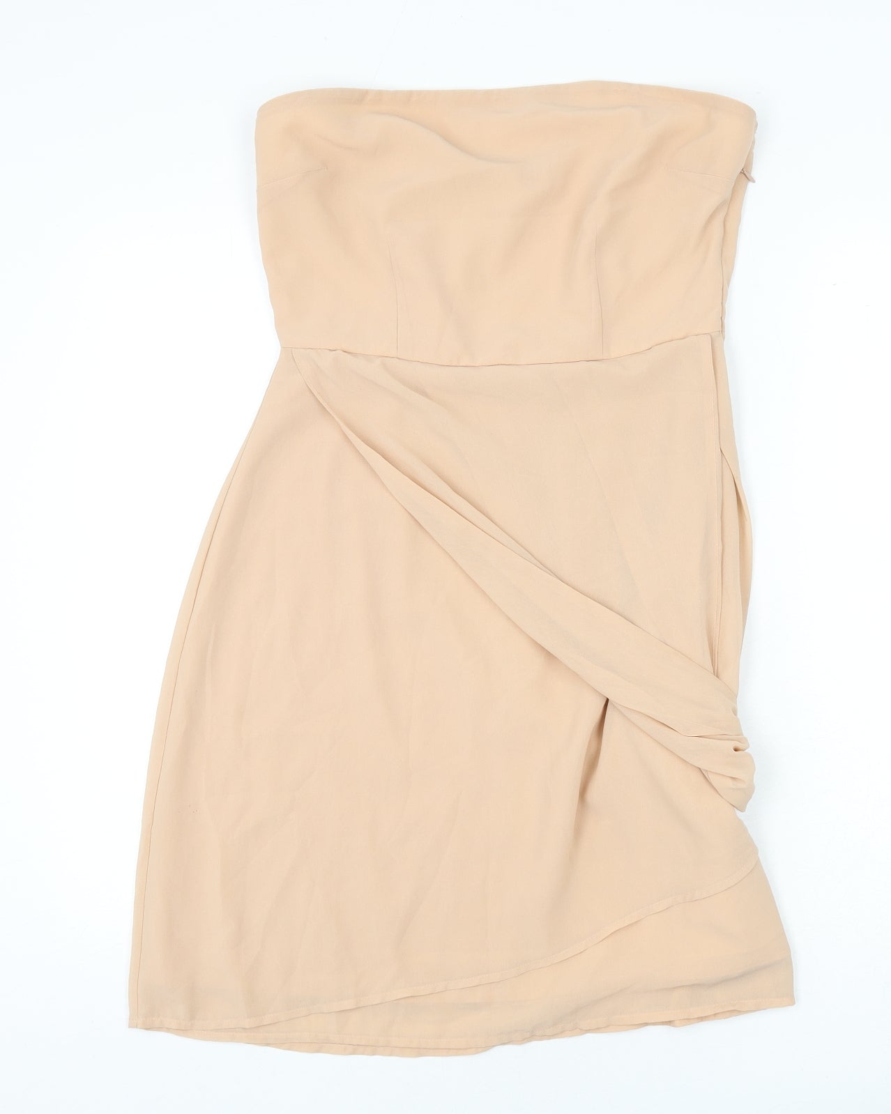 VERO MODA Womens Beige Polyester A-Line Size M Off the Shoulder Zip