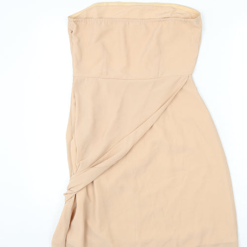 VERO MODA Womens Beige Polyester A-Line Size M Off the Shoulder Zip
