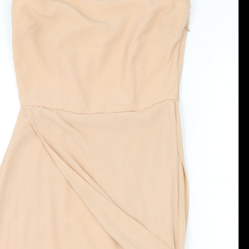 VERO MODA Womens Beige Polyester A-Line Size M Off the Shoulder Zip