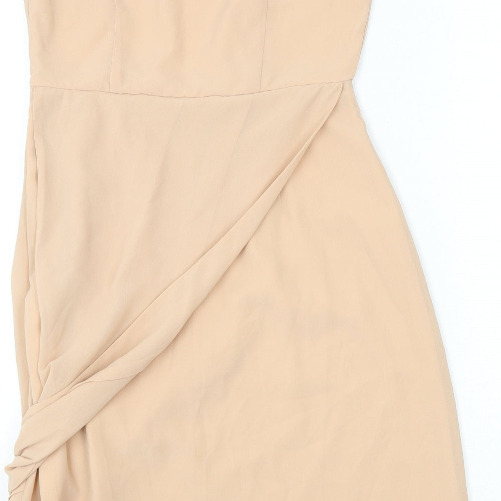 VERO MODA Womens Beige Polyester A-Line Size M Off the Shoulder Zip