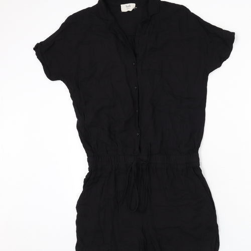 Hush Womens Black Viscose Romper One-Piece Size 8 L3 in Button - Tie Front