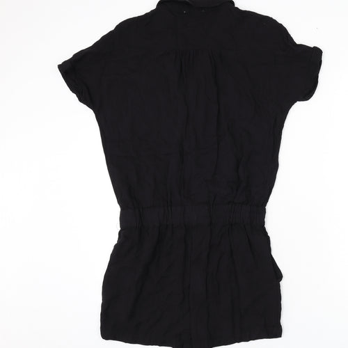 Hush Womens Black Viscose Romper One-Piece Size 8 L3 in Button - Tie Front