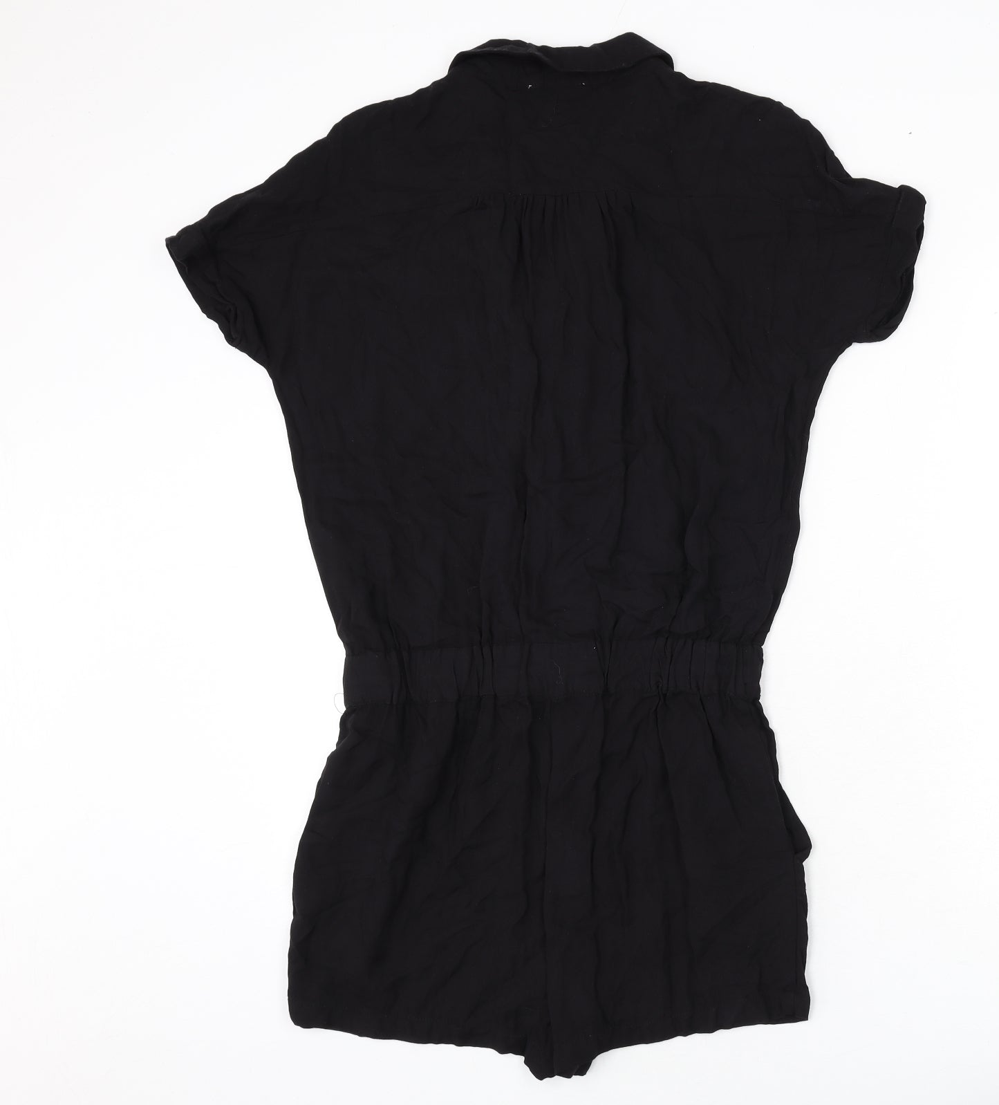 Hush Womens Black Viscose Romper One-Piece Size 8 L3 in Button - Tie Front