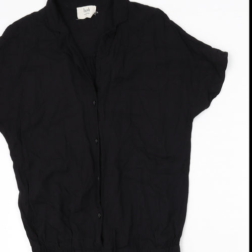 Hush Womens Black Viscose Romper One-Piece Size 8 L3 in Button - Tie Front