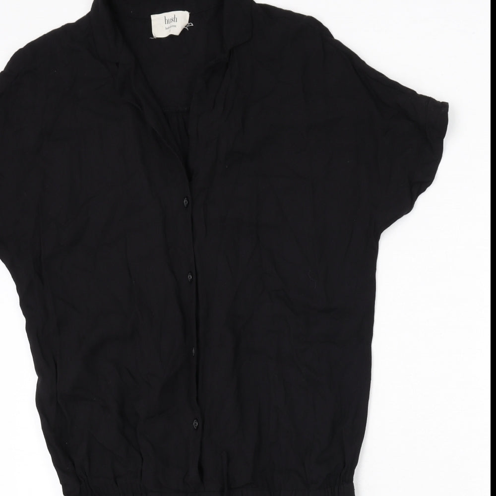 Hush Womens Black Viscose Romper One-Piece Size 8 L3 in Button - Tie Front