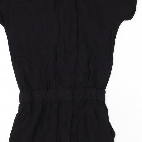 Hush Womens Black Viscose Romper One-Piece Size 8 L3 in Button - Tie Front