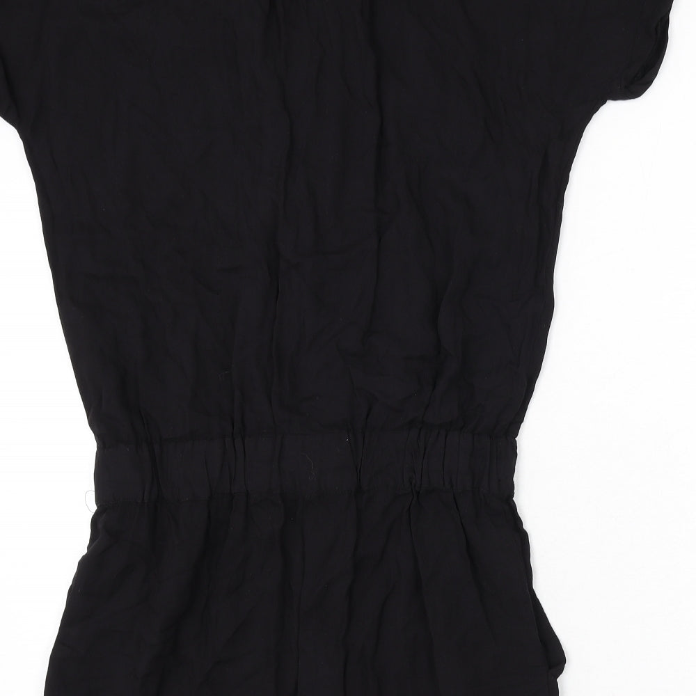 Hush Womens Black Viscose Romper One-Piece Size 8 L3 in Button - Tie Front