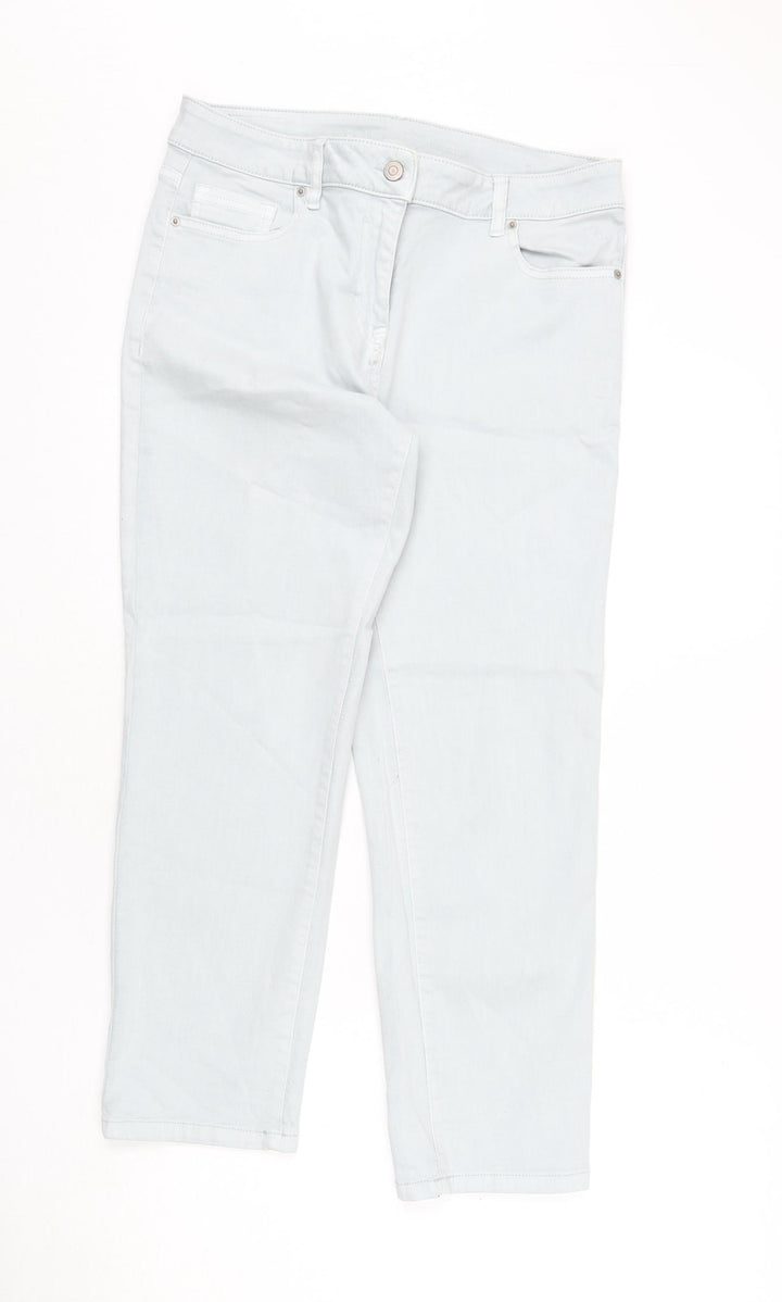 NEXT Womens Blue Cotton Straight Jeans Size 12 L26 in Regular Zip