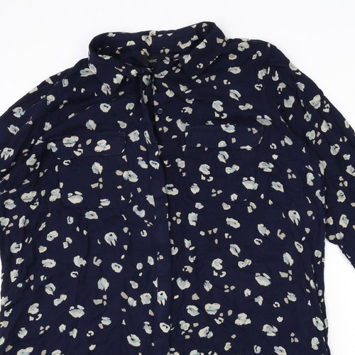 NEXT Womens Blue Animal Print Viscose Shirt Dress Size 18 Collared Button - Leopard Print