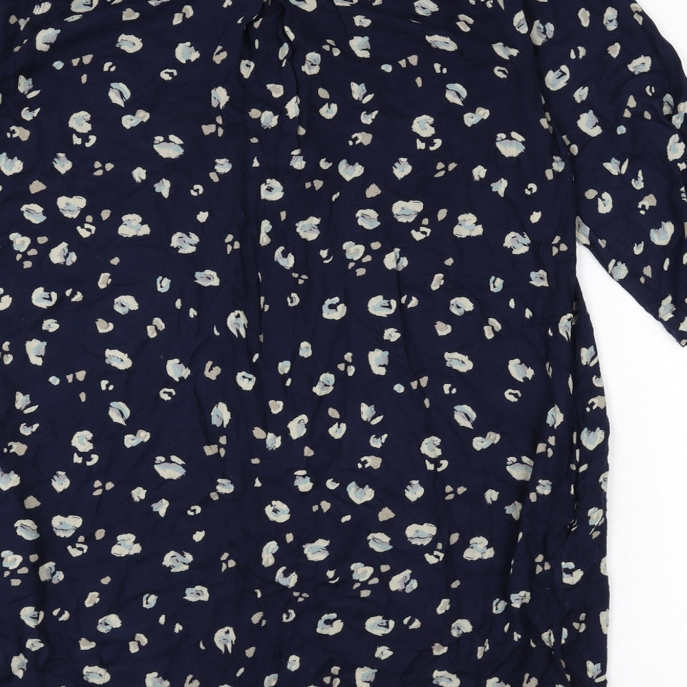 NEXT Womens Blue Animal Print Viscose Shirt Dress Size 18 Collared Button - Leopard Print