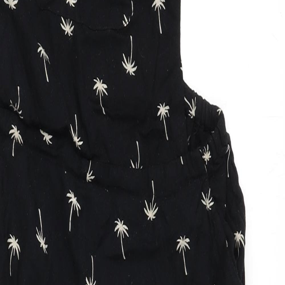 Sugarhill Womens Black Geometric Viscose Dungaree One-Piece Size 14 L27 in Buckle - Palm Trees