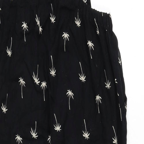 Sugarhill Womens Black Geometric Viscose Dungaree One-Piece Size 14 L27 in Buckle - Palm Trees